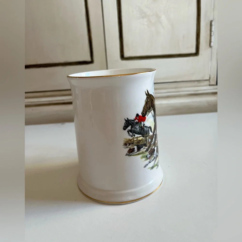 VINTAGE ROYAL FINE BONE CHINA GRAFTON TANKARD FOX HUNT MUG EQUESTRIAN